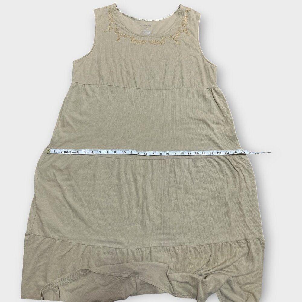 Vtg Womens L (12/14) Tiered Maxi Dress Embroidery Sleeveless Prairie Cottagecore - Picture 8 of 8